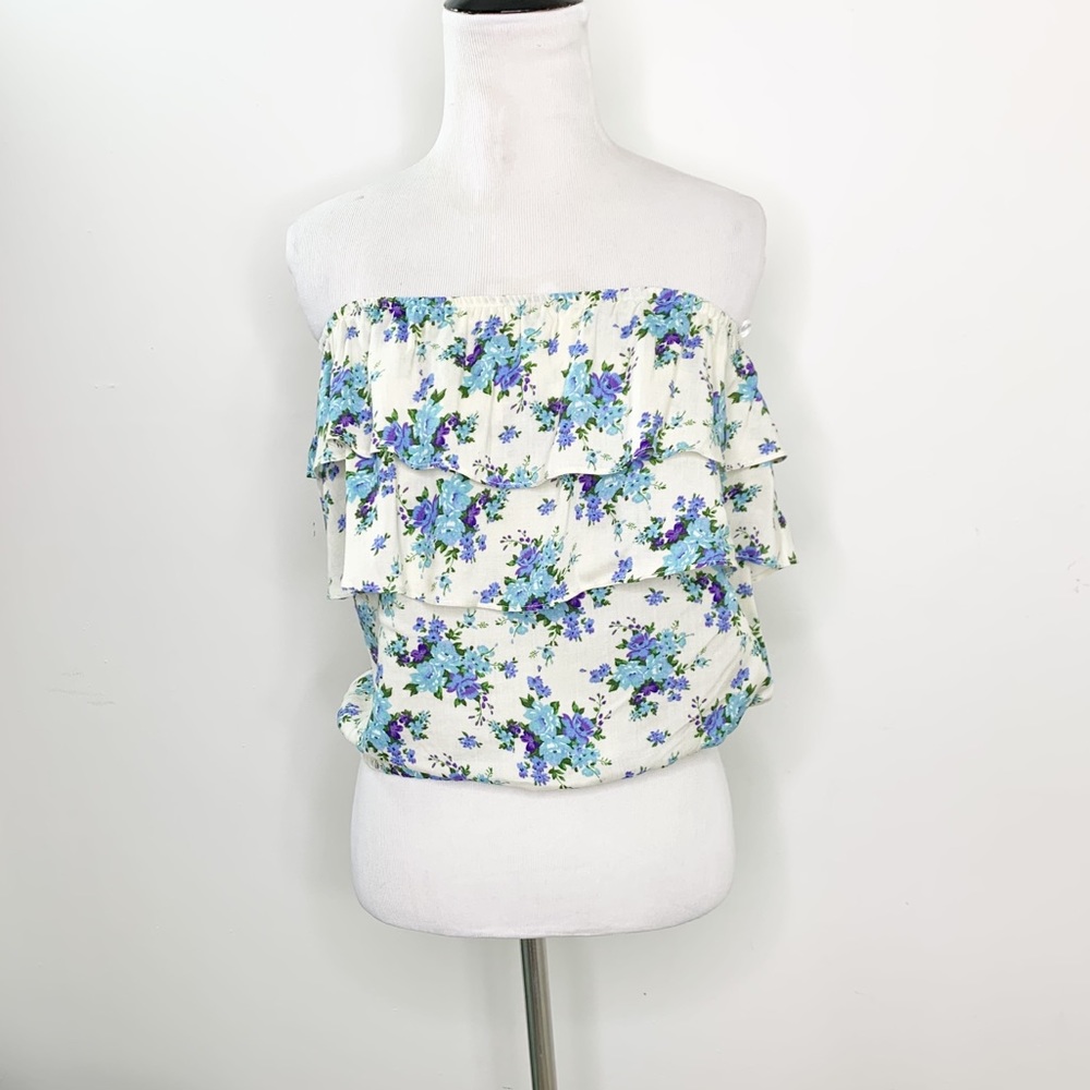 Planet Blue Blu Moon Floral Strapless Tube Top